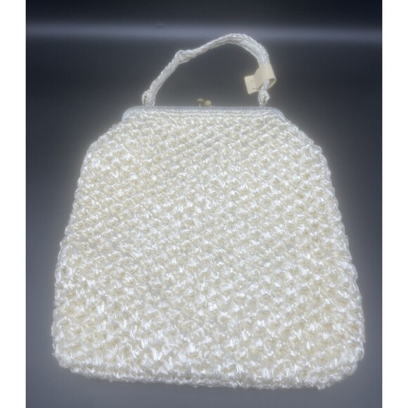 VTG Large IVORY Straw Handbag Purse Made In Italy 15” X 14” Spring Summer NWT - Picture 3 of 8